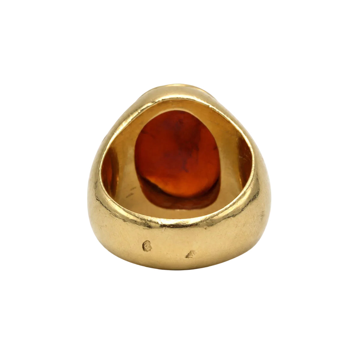 Bague Chevalière en or jaune et cornaline