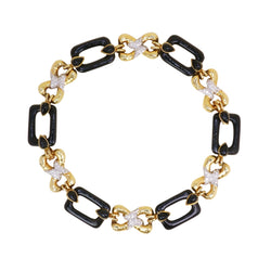 Collier Maille transformable or jaune, onyx et diamants