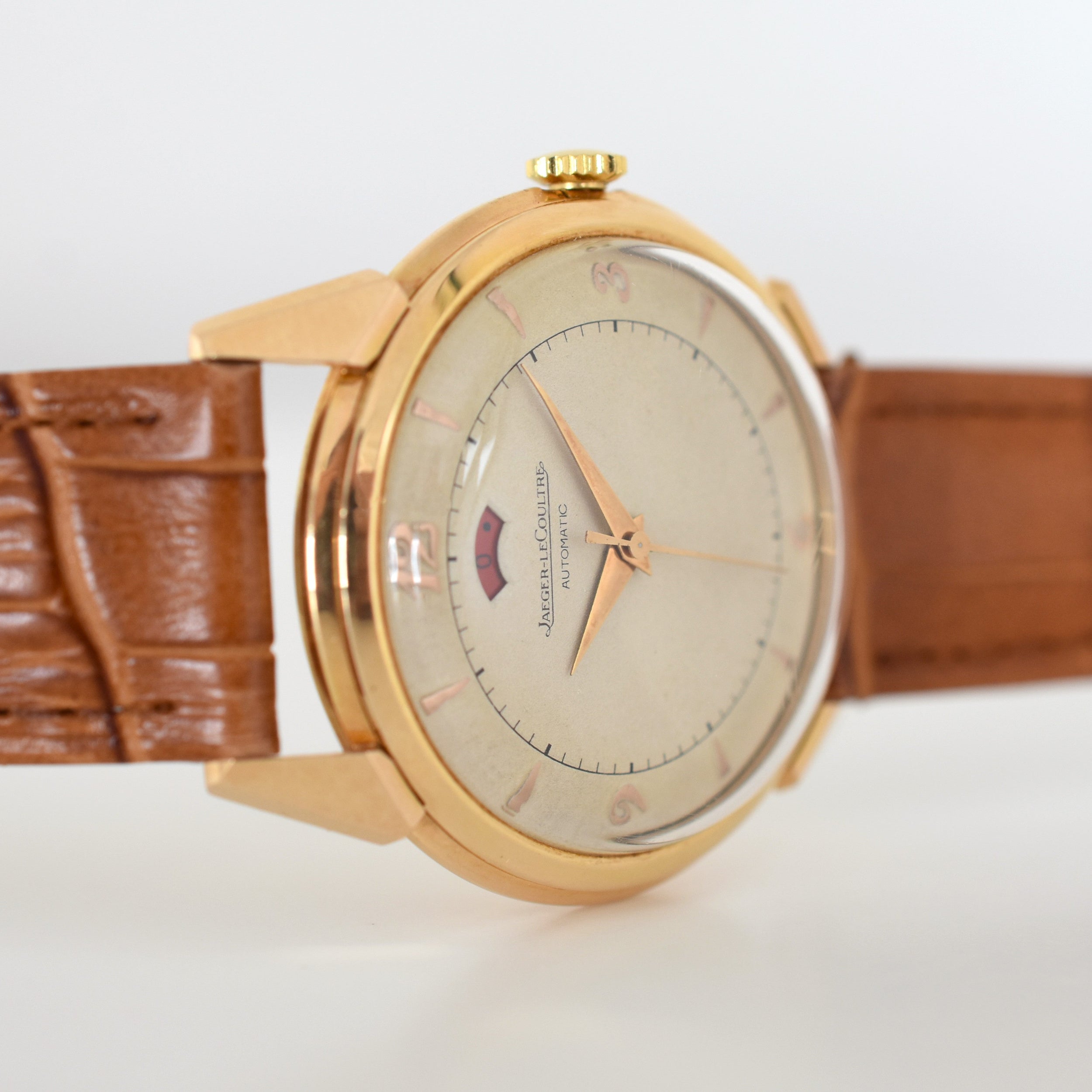 Montre JAEGER-LECOULTRE "Power Reserve 40h" en or rose et cuir