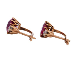 Boucles d'oreilles Dormeuses en or jaune, rubis et diamants