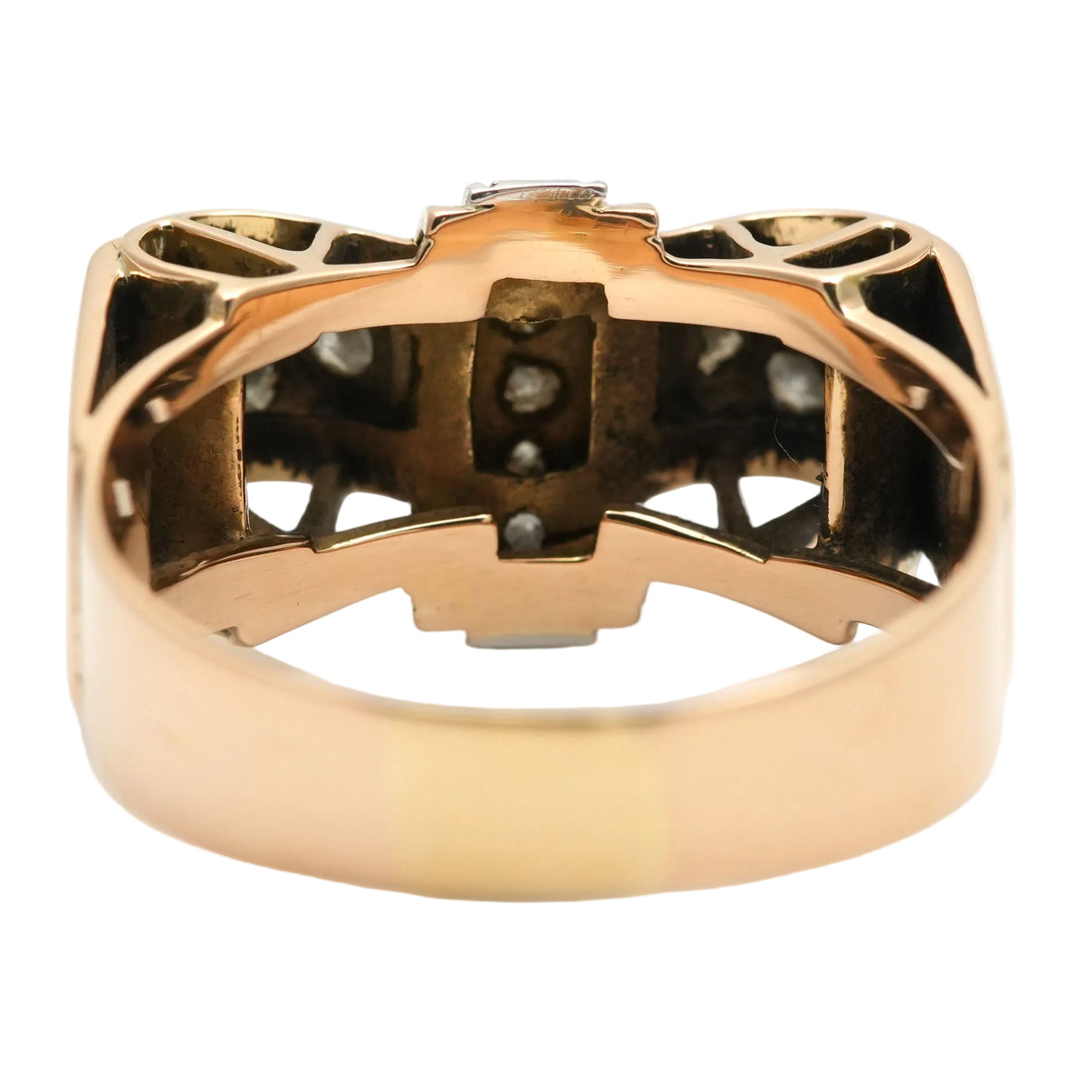 Bague Tank en or jaune et diamants