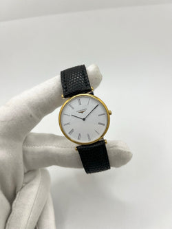 Montre LONGINES "La Grande Classique" plaqué or, acier et cuir