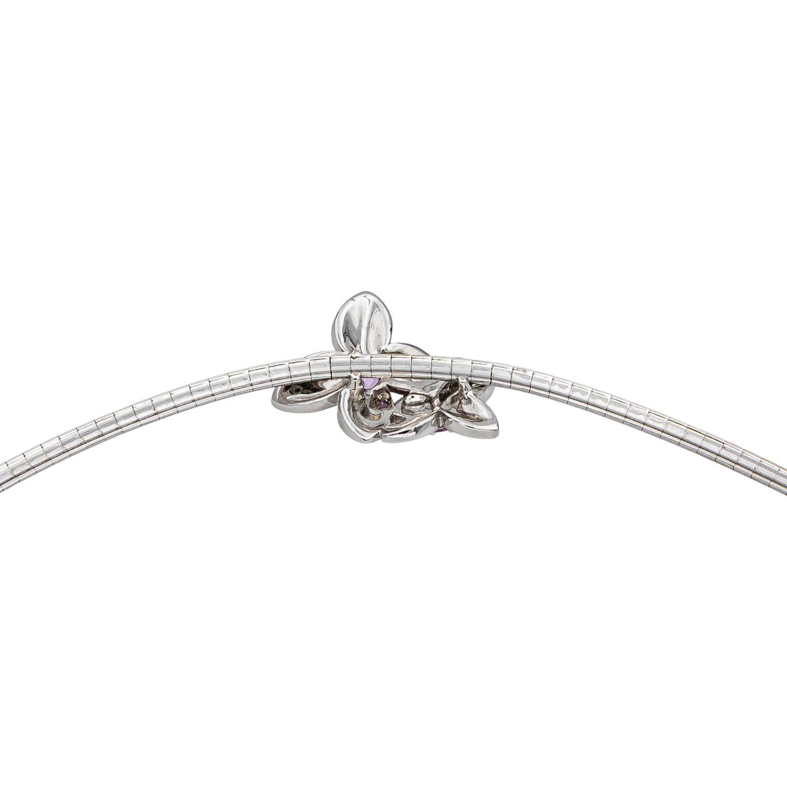 Collier Or blanc Saphir rose