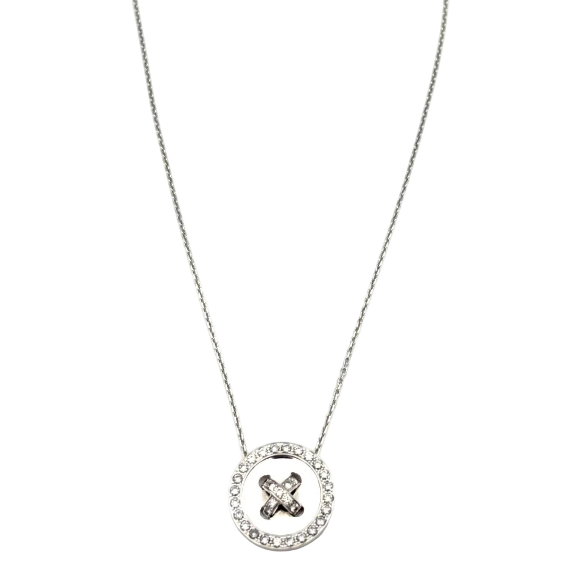 Collier Pendentif VAN CLEEF & ARPELS "Boutonnière" en or blanc et diamants