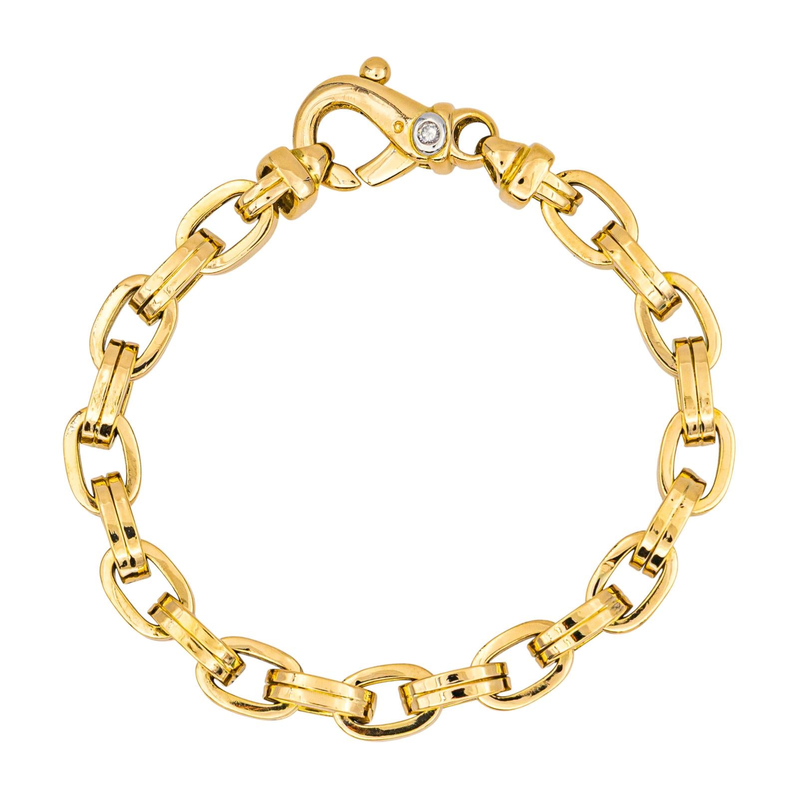 Gay Frères Bracelet Maille forçat double fil carré  Or jaune Diamant