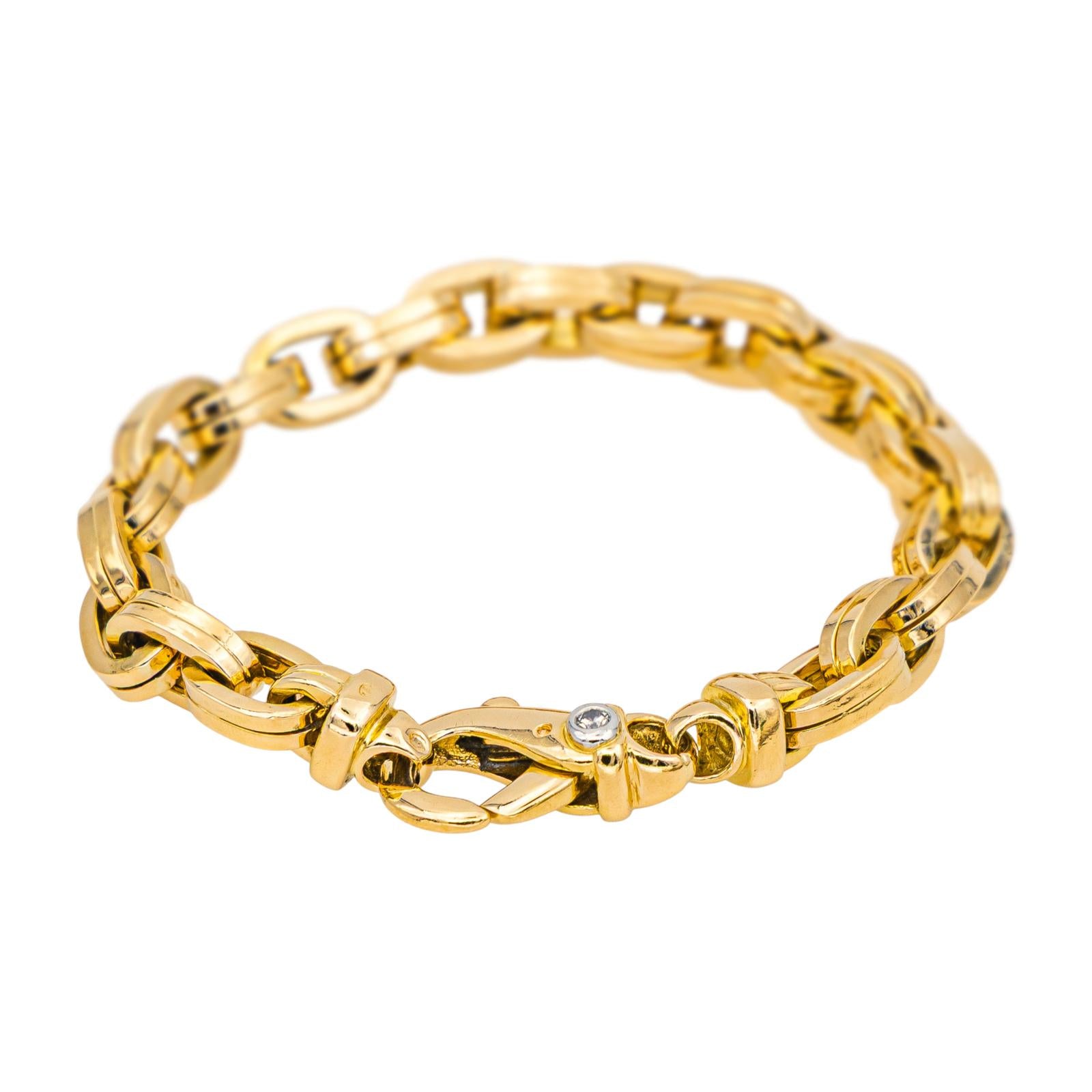 Gay Frères Bracelet Maille forçat double fil carré  Or jaune Diamant