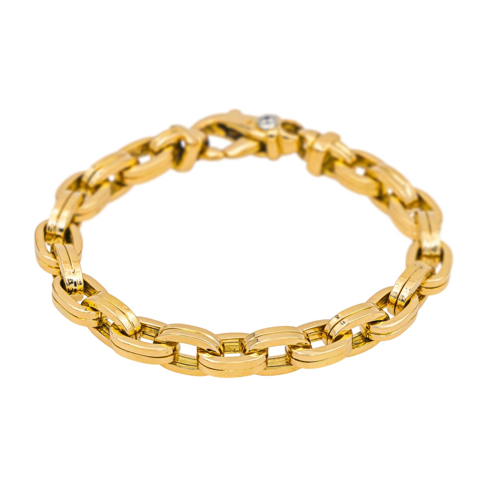 Gay Frères Bracelet Maille forçat double fil carré  Or jaune Diamant
