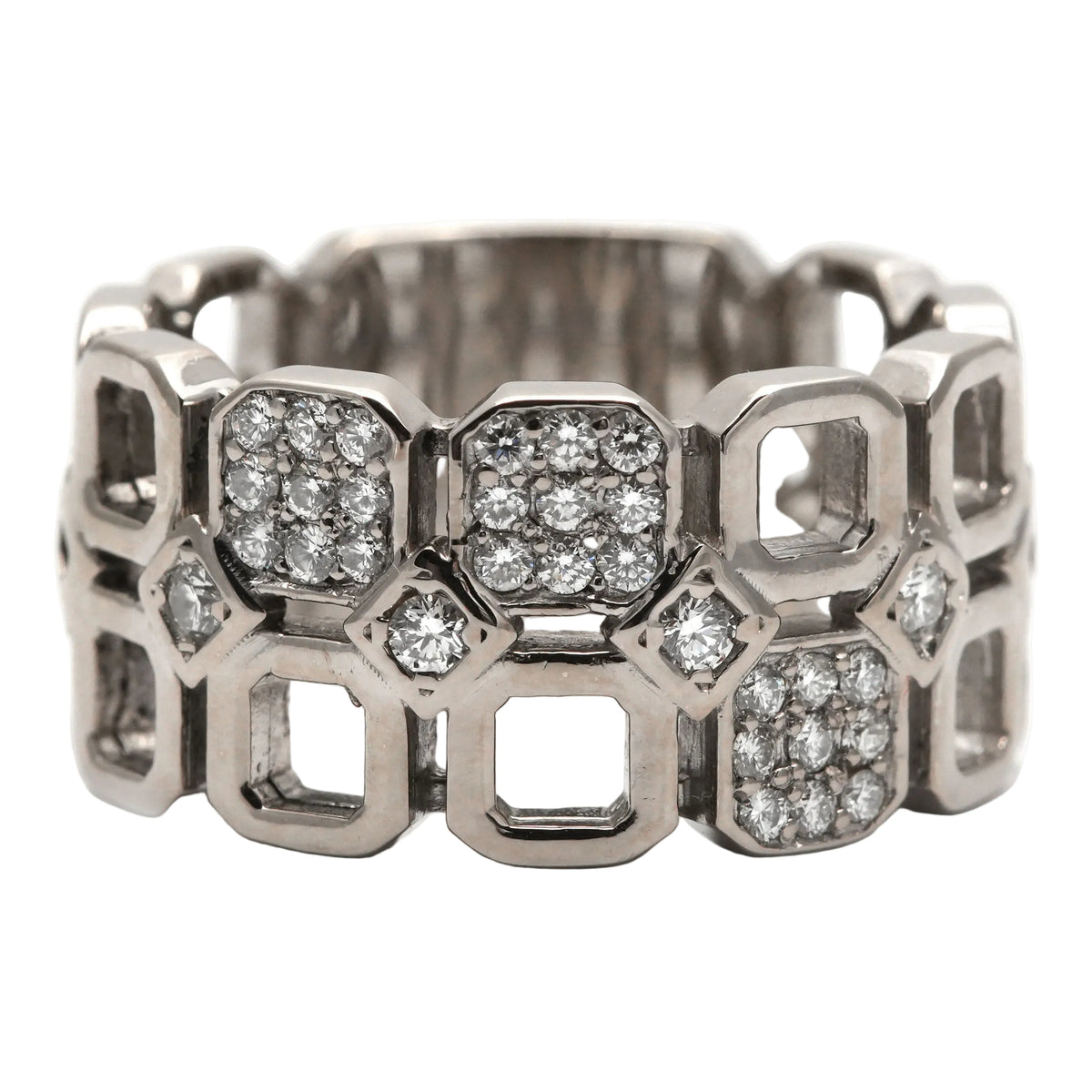 Bague Bandeau en or blanc et diamants