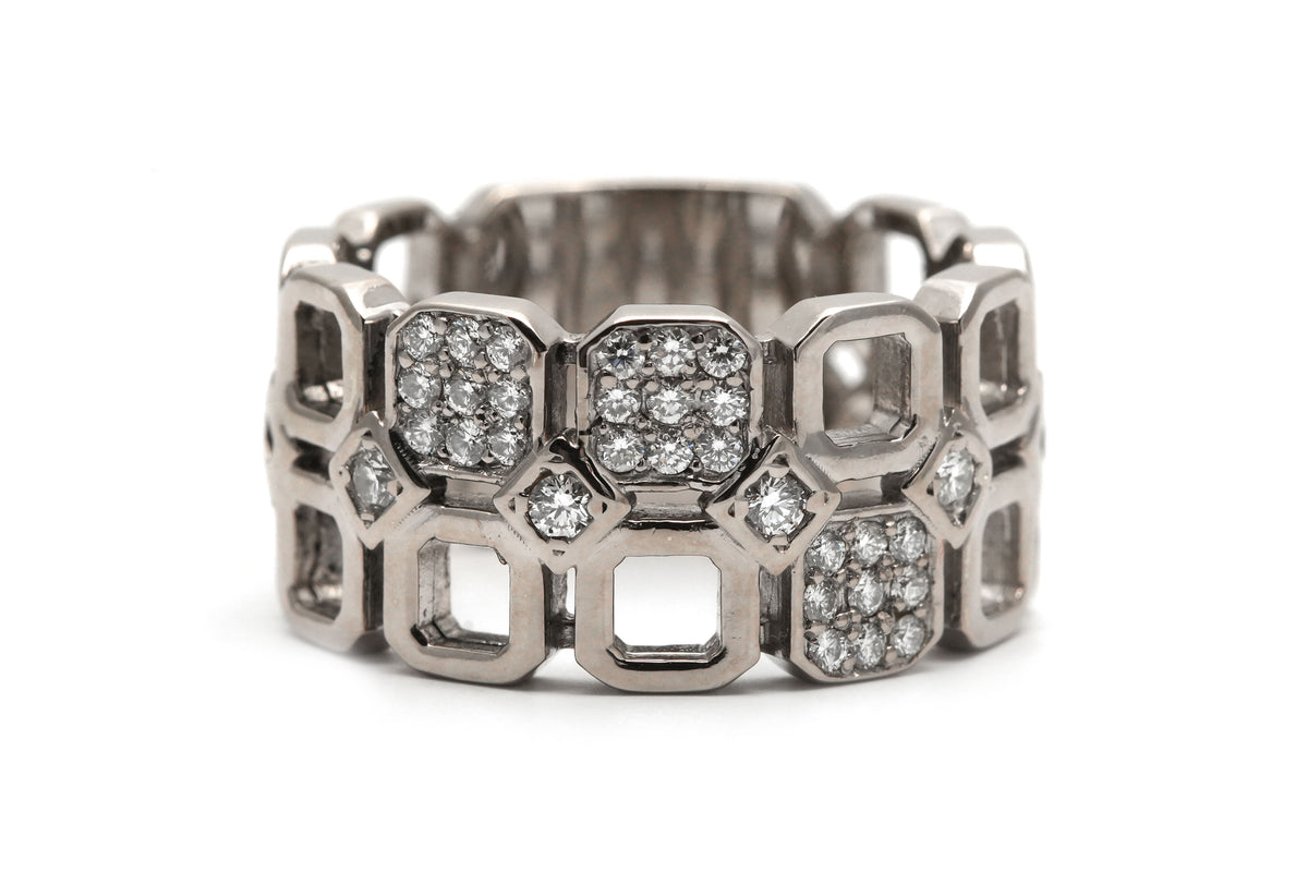 Bague Bandeau en or blanc et diamants