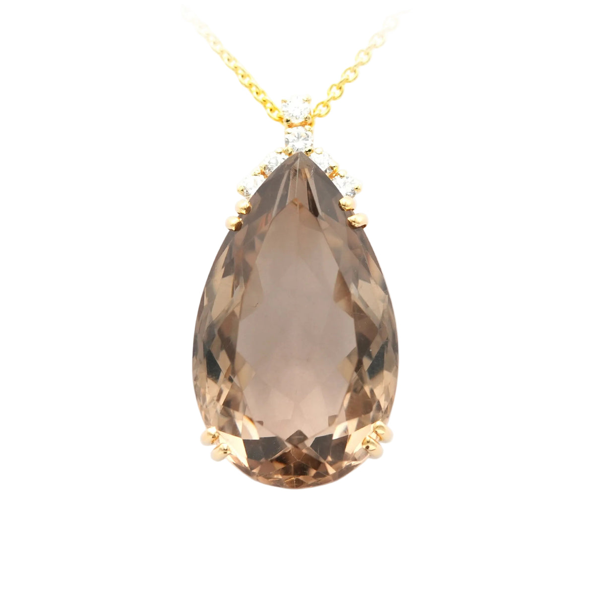 Pendentif en or jaune, quartz et diamants