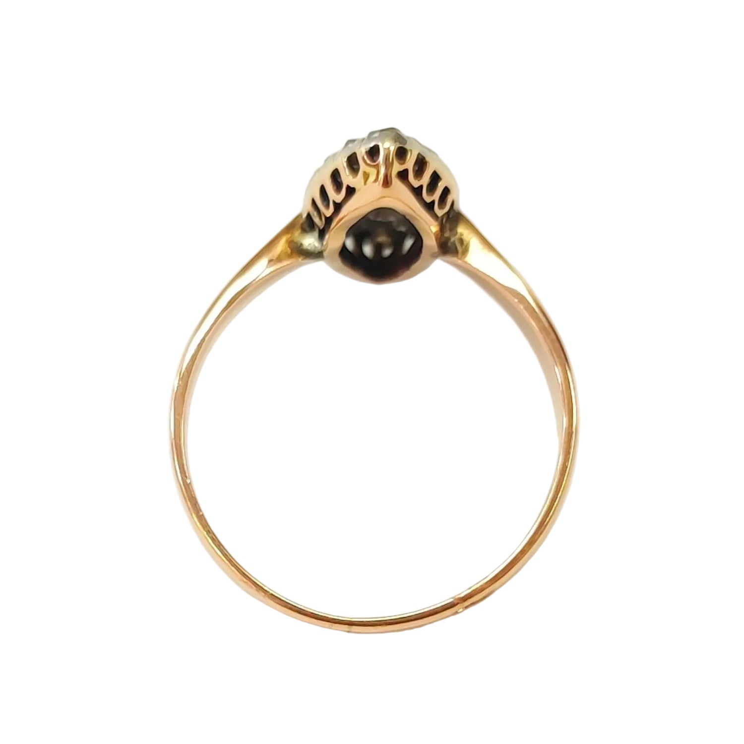 Bague Marquise en or rose, platine et diamants