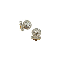 Boucles d'oreilles Clips Art Déco en platine, or jaune et diamants