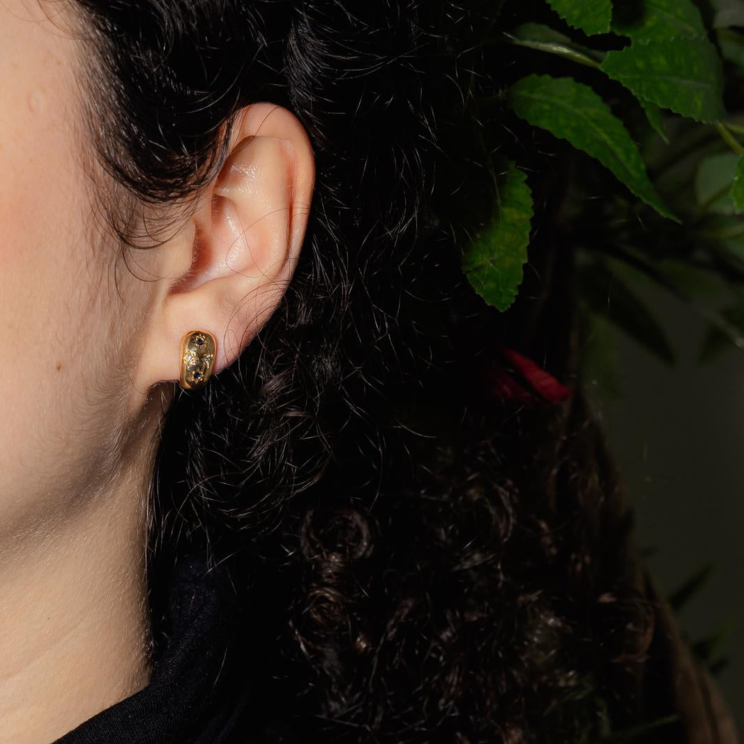 Boucles d'oreilles Demi créoles Or jaune Diamant