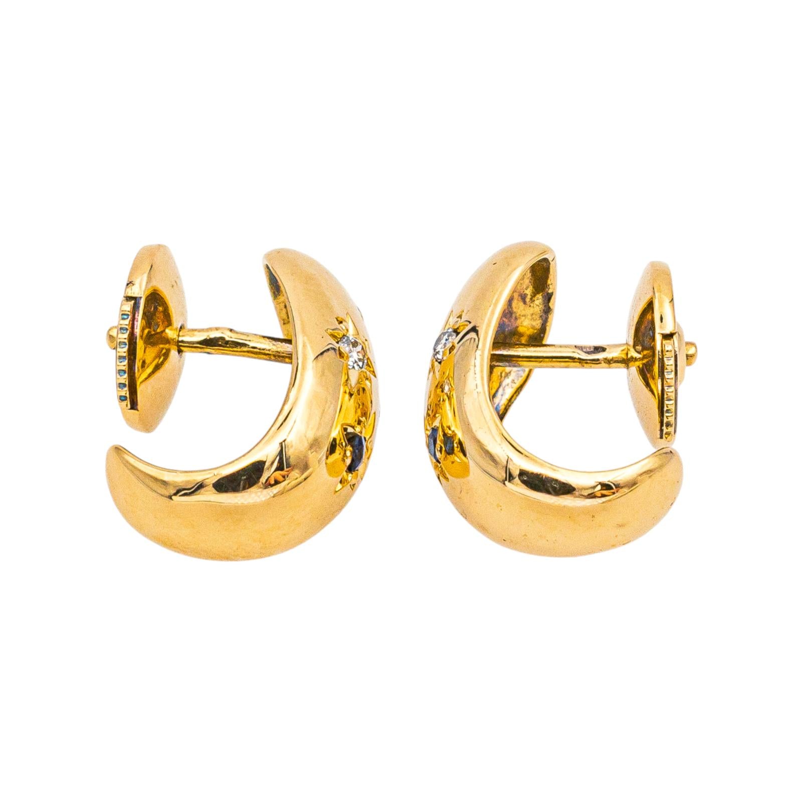 Boucles d'oreilles Demi créoles Or jaune Diamant