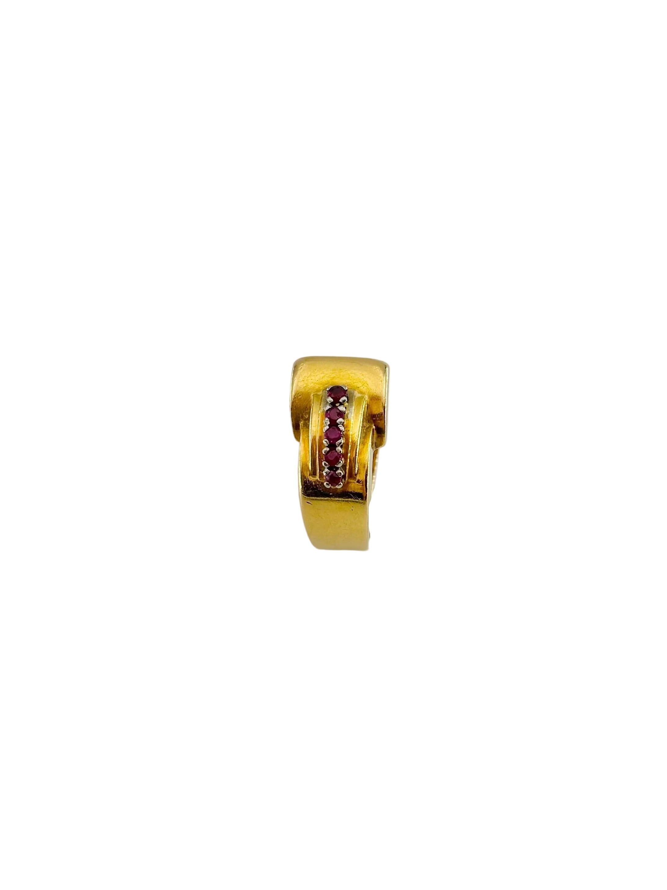 Bague Tank en or jaune et rubis