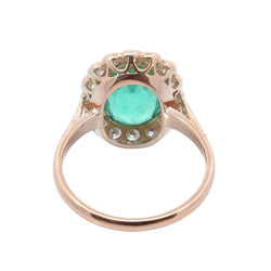Bague Entourage en or rose, émeraude et diamants