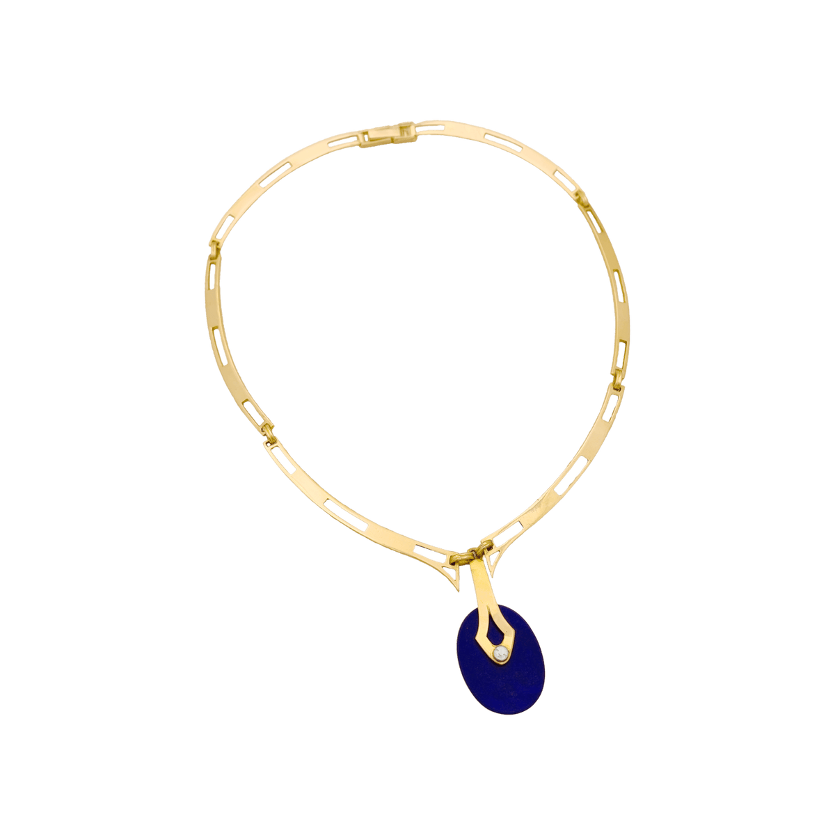 Collier Pendentif en or jaune, lapis-lazuli et diamant