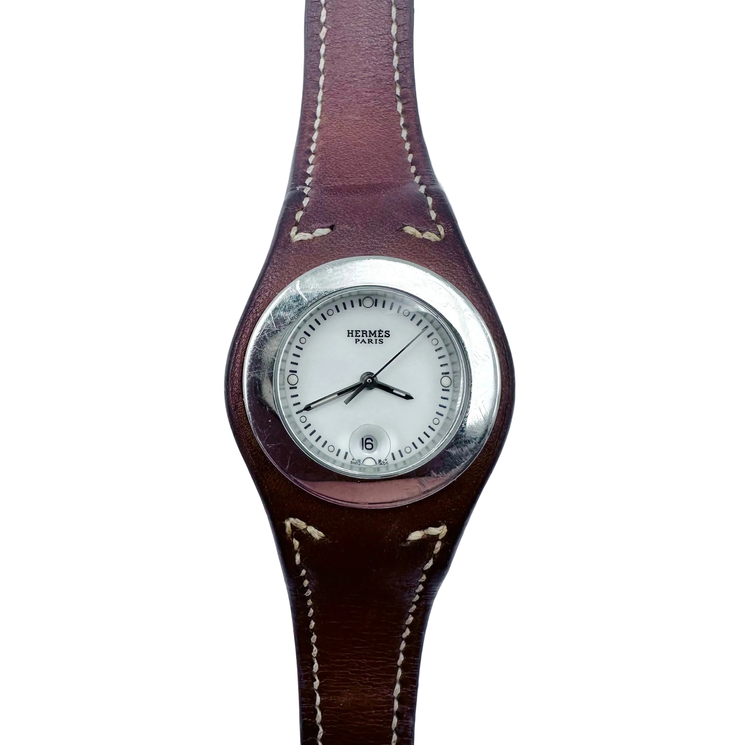 Montre HERMÈS "Harnais" en cuir et acier