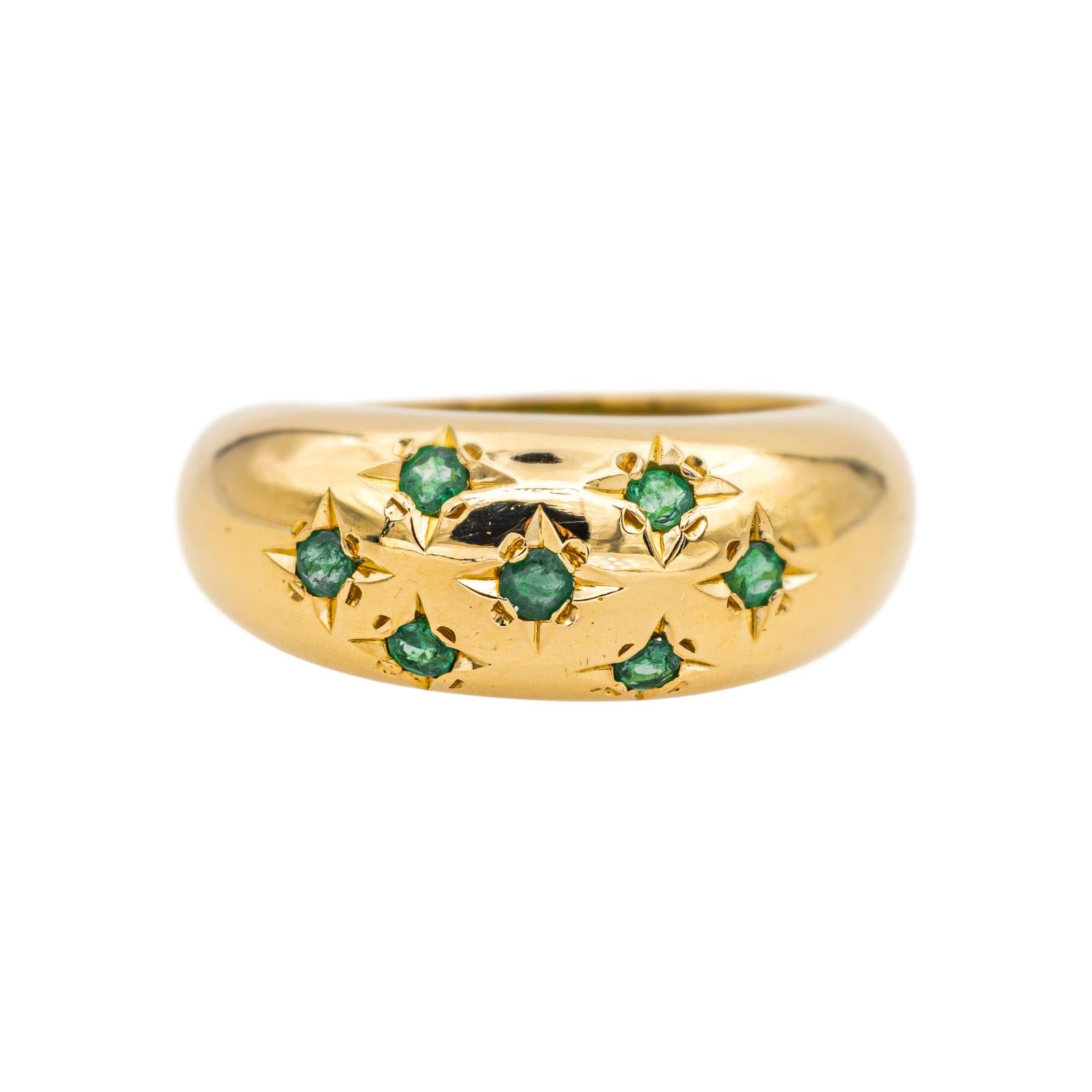 Bague Boule Or jaune Emeraude 