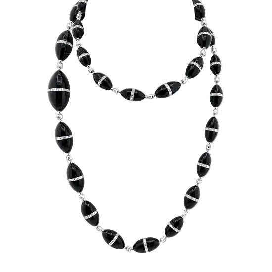Collier R.CAMPELL en platine, onyx et diamants