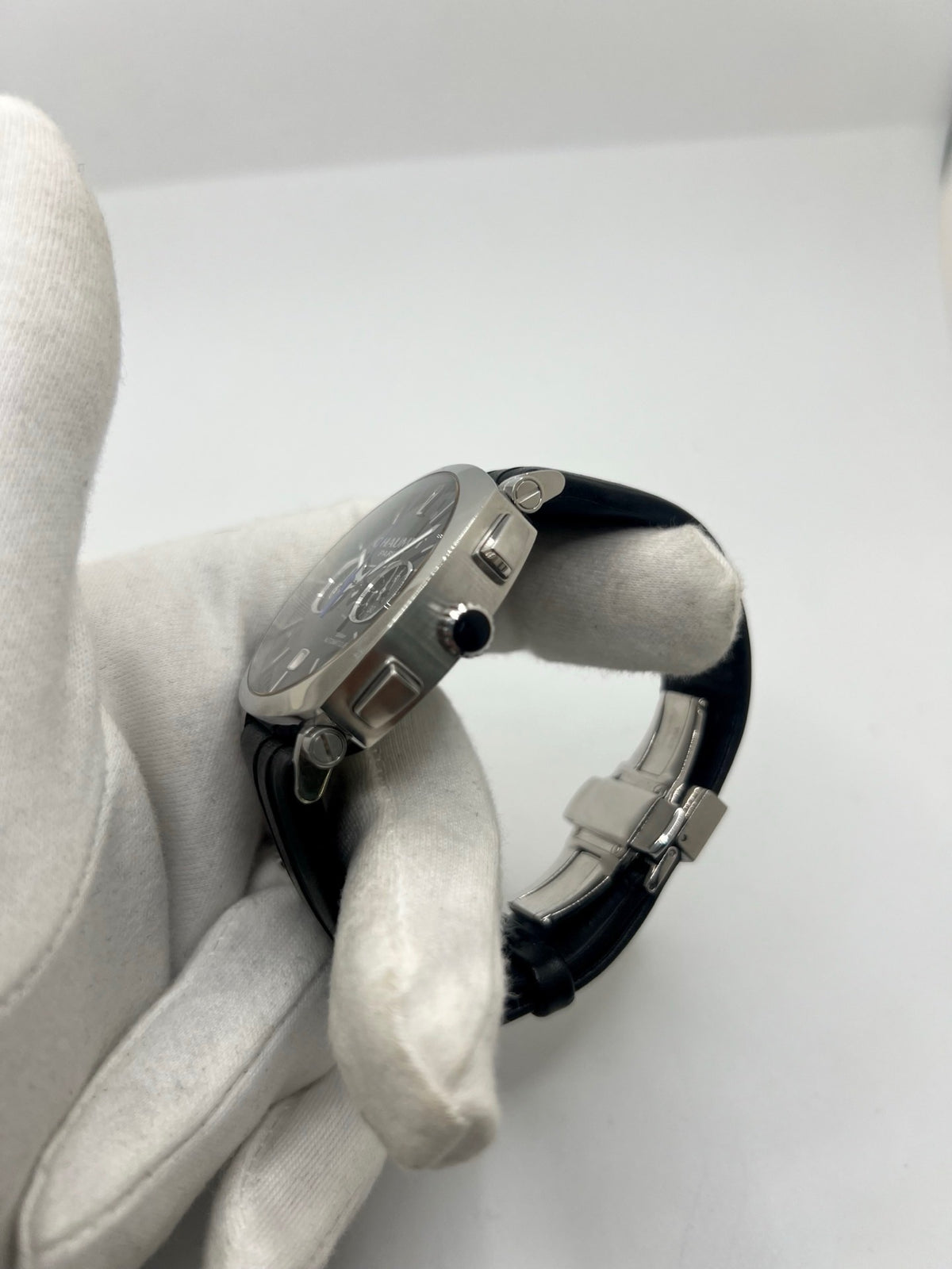 Montre CHAUMET "Dandy" en acier et cuir