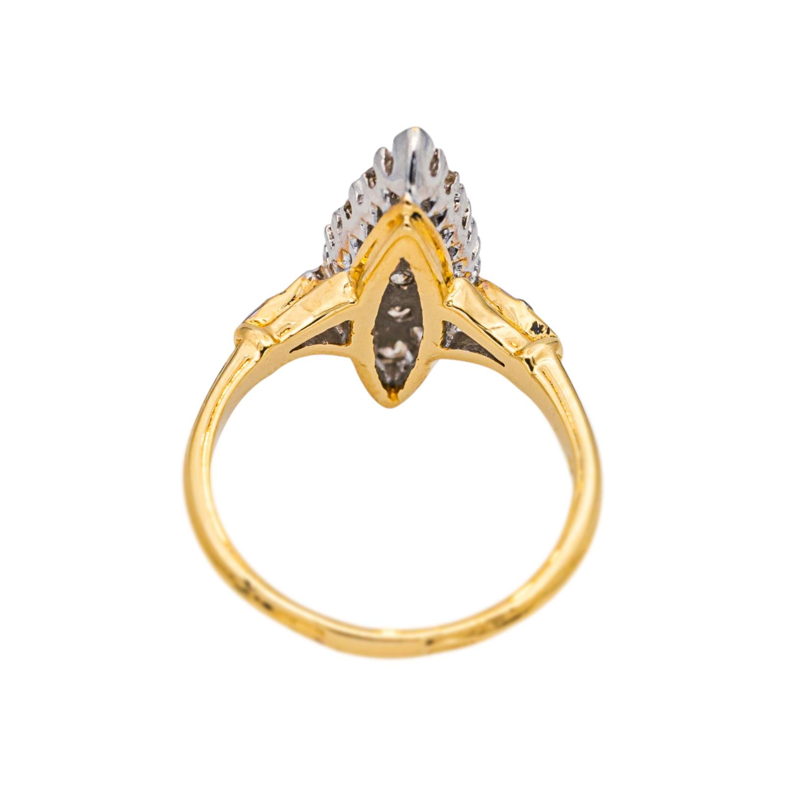 Bague  Marquise  Or jaune Diamant 