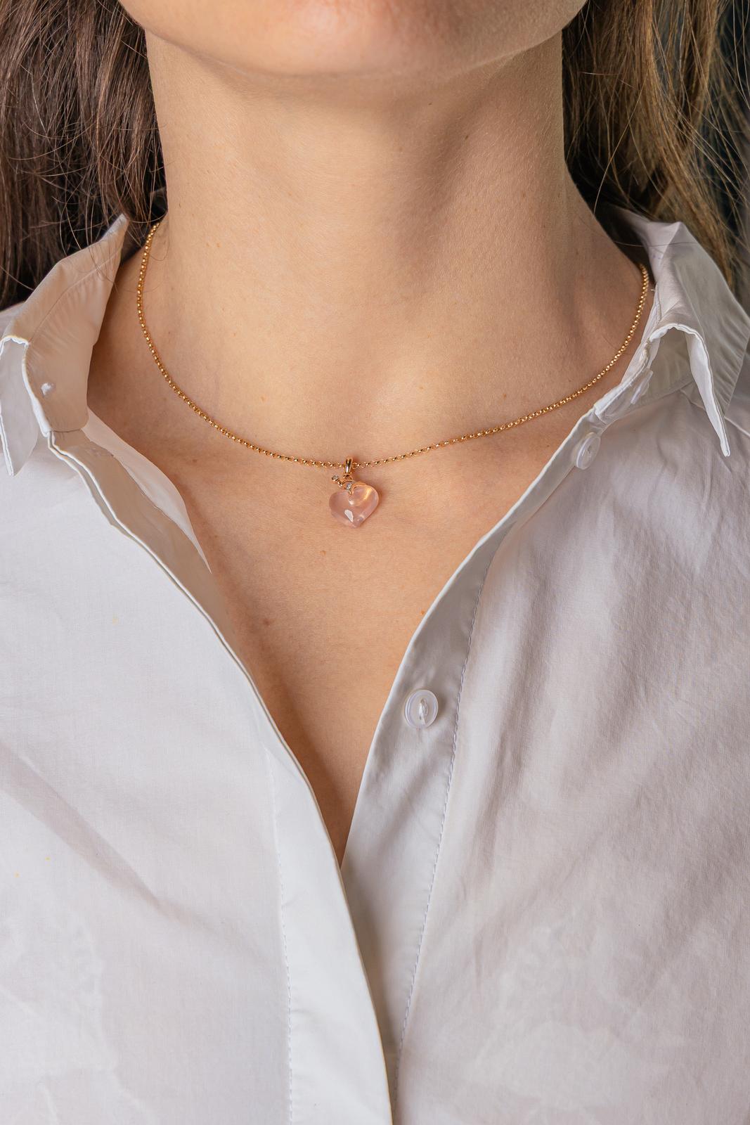 Collier Or jaune Quartz rose