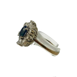 Bague Marquise en or jaune, saphir et diamants