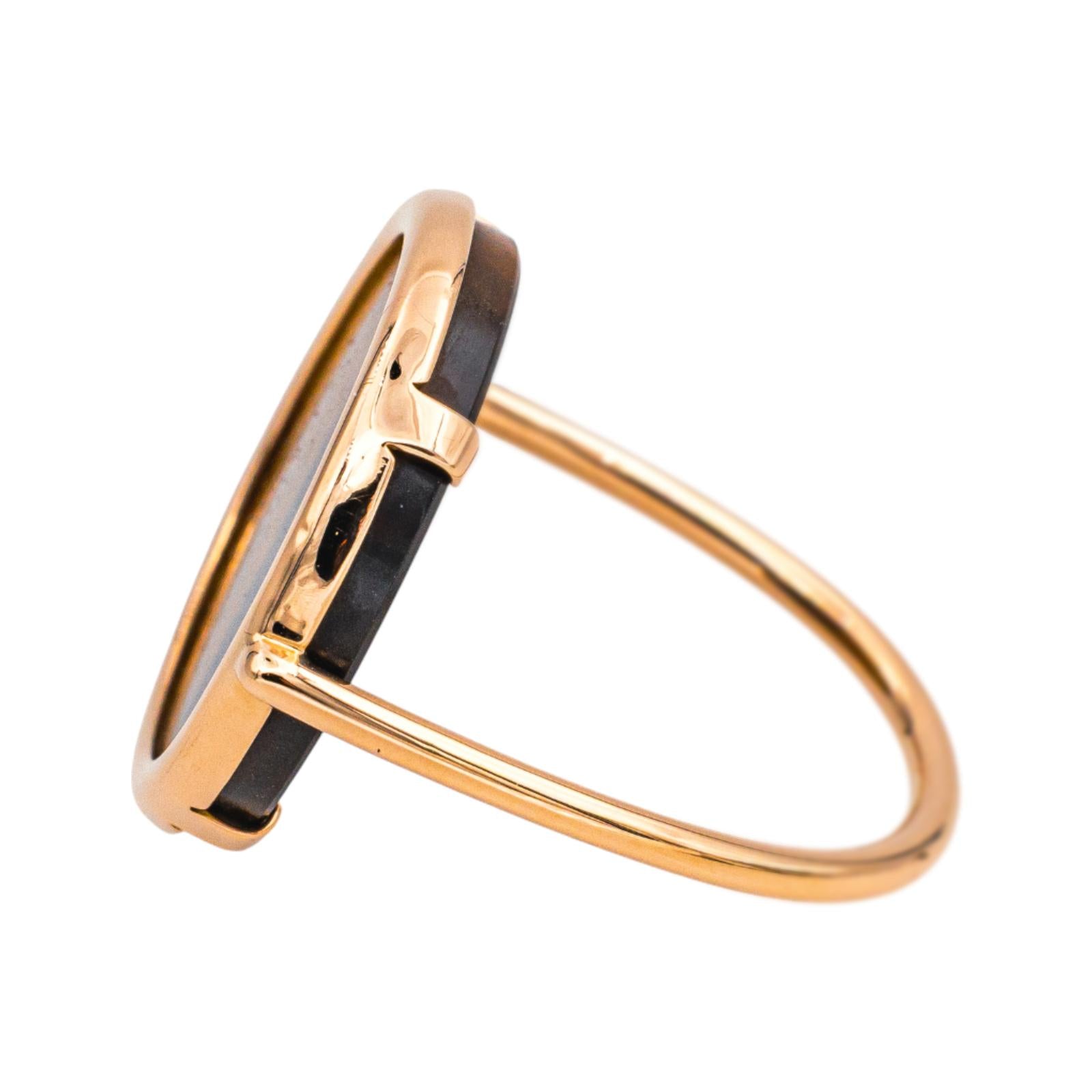 Ginette NY Bague Ever Tiger Eye Disc Ring Or rose Œil de tigre