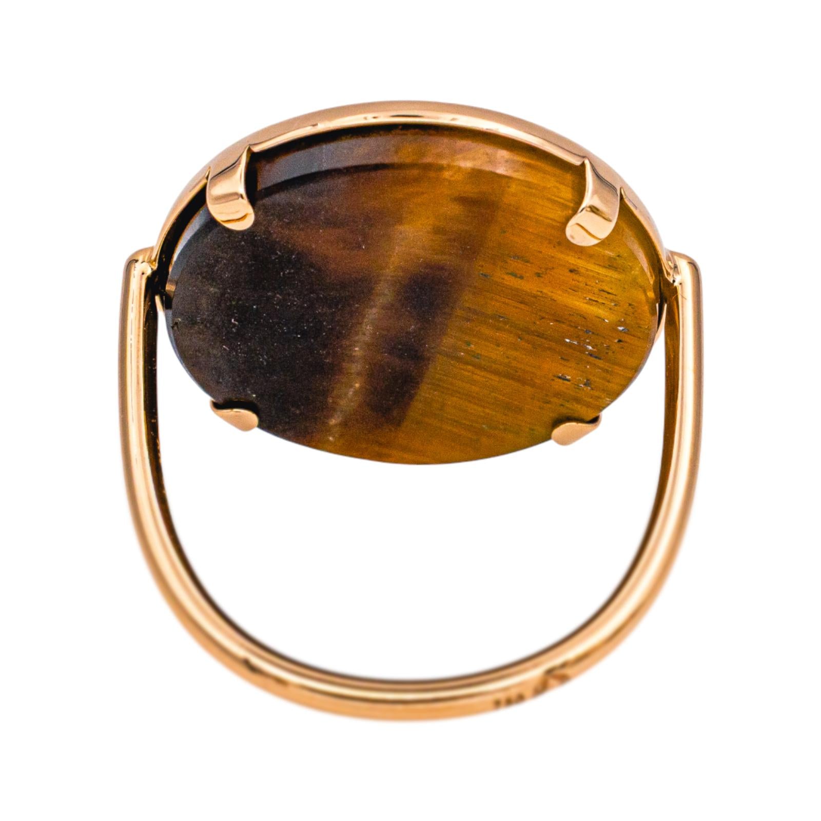 Ginette NY Bague Ever Tiger Eye Disc Ring Or rose Œil de tigre