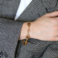 Bracelet Maille en or jaune et saphirs