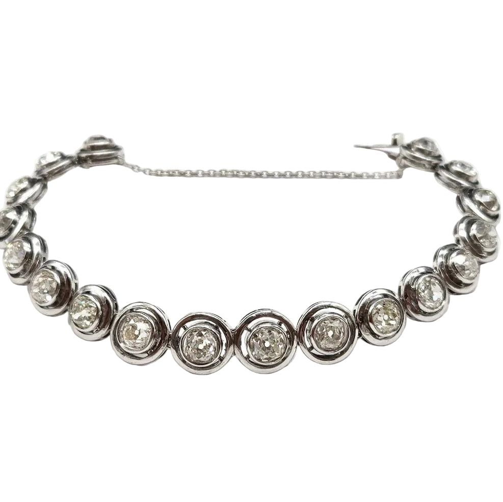 Bracelet en or blanc, argent et diamants