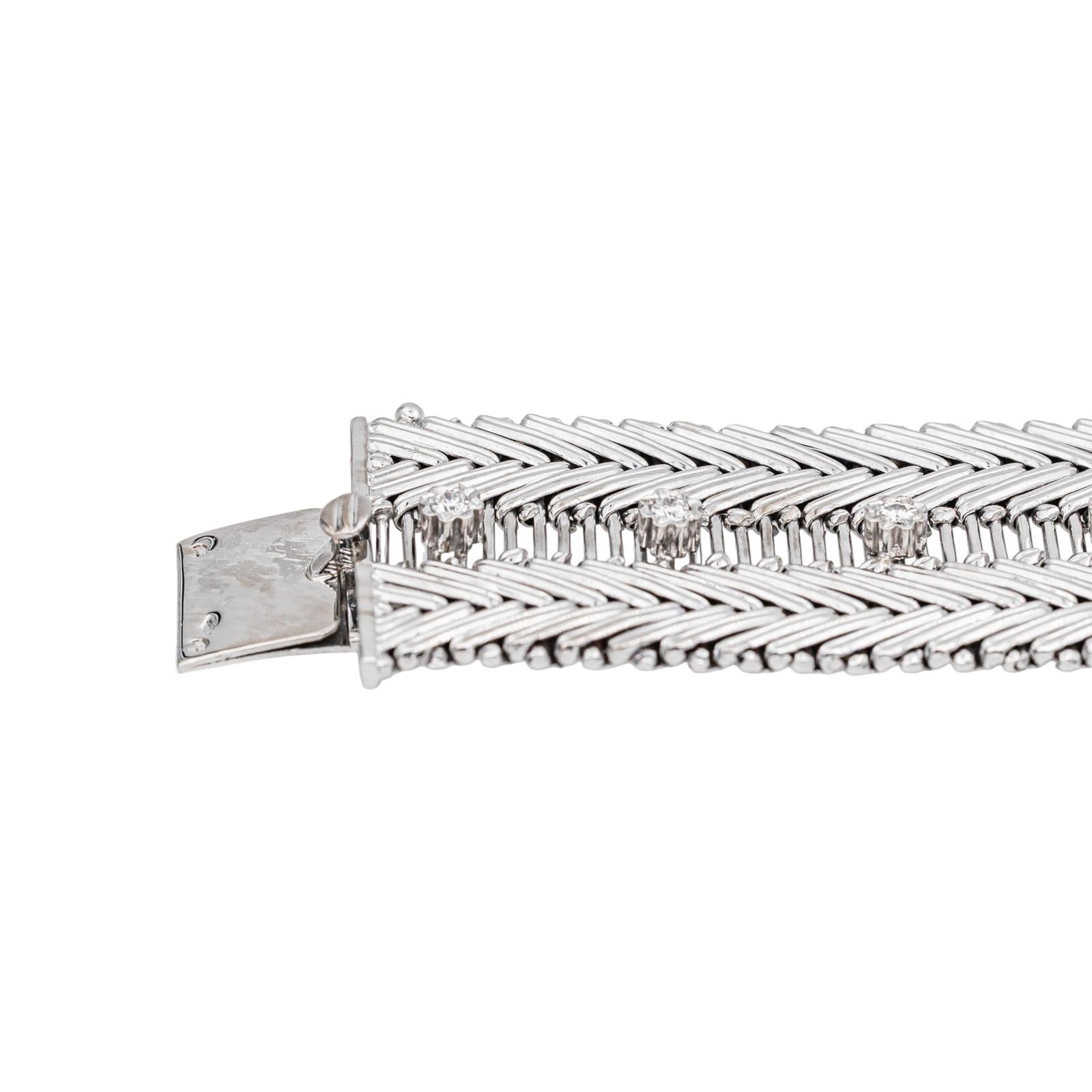 Bracelet Manchette Or blanc Diamant