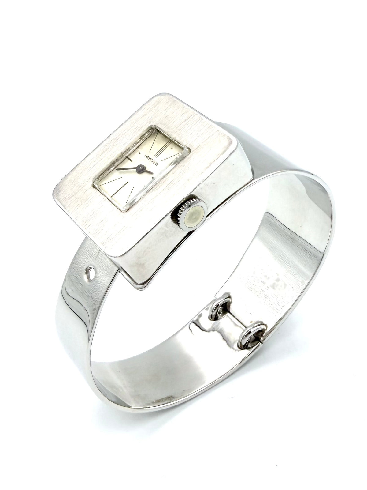 Montre HERMES  vintage en argent vers 1970