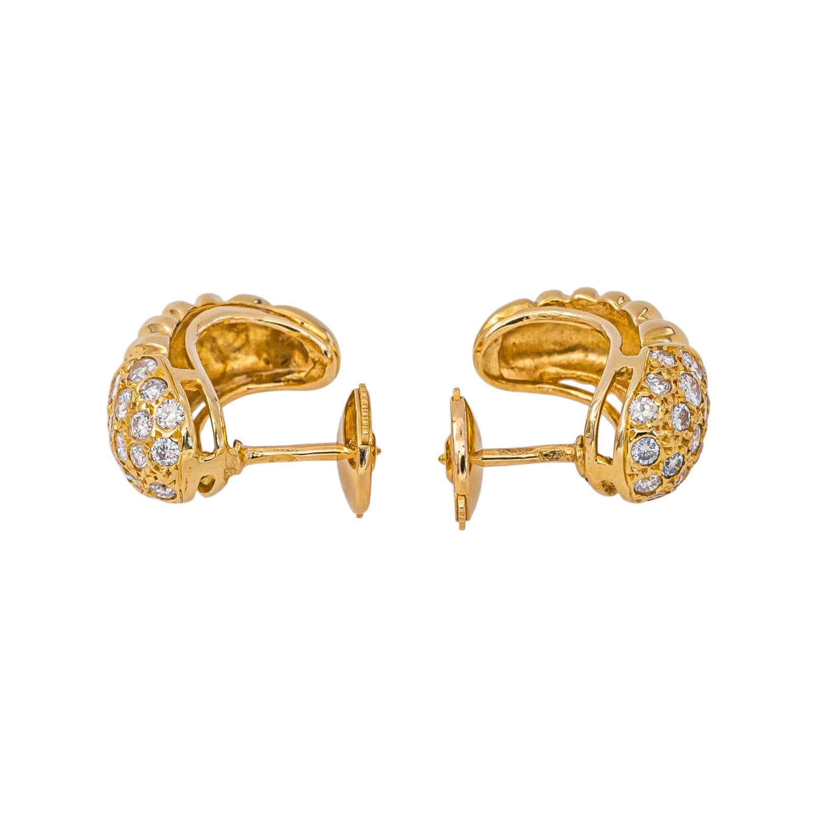 Boucles d'oreilles Demi-créoles Or jaune  Diamant