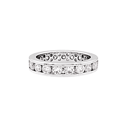 Bague alliance tour complet diamants, or blanc.