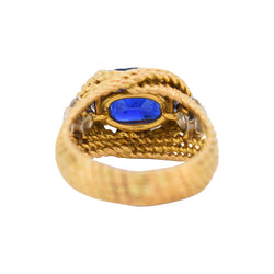 Bague Cocktail en or jaune, saphir et diamants