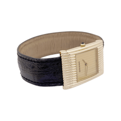 Montre Boucheron, "Reflet", or jaune, cuir.