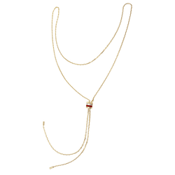 Collier Boucheron « Cravate Quatre Red Edition », 3 ors, céramique rouge, diamants. Petit modèle.