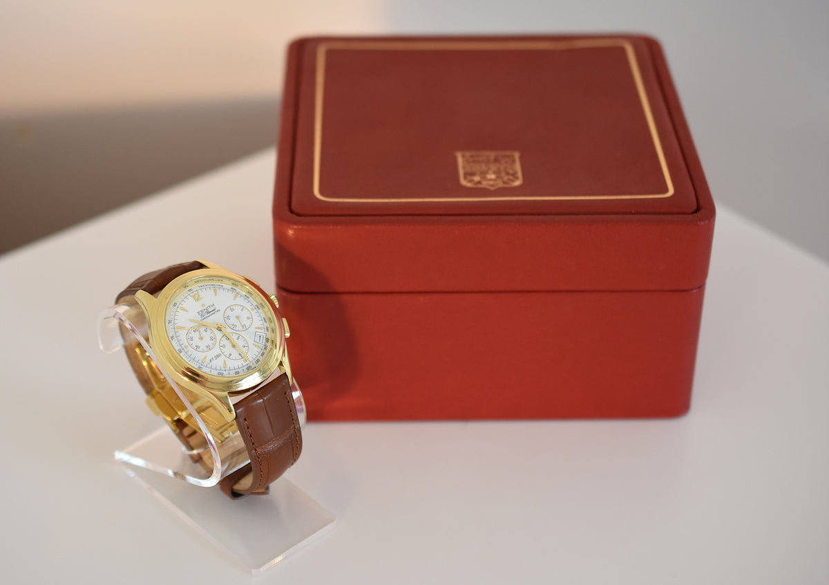 Montre ZENITH "El Primero" en or jaune et cuir