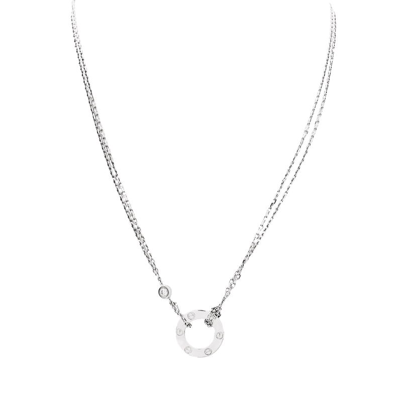 Collier Cartier, « Love», or blanc, diamants.
