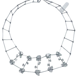 Collier plastron en or blanc et diamants taille rose