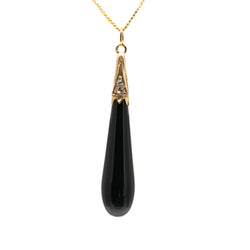 Collier Pendentif en or jaune, onyx et diamants
