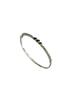 Bracelet Jonc en or blanc, émeraudes et diamants