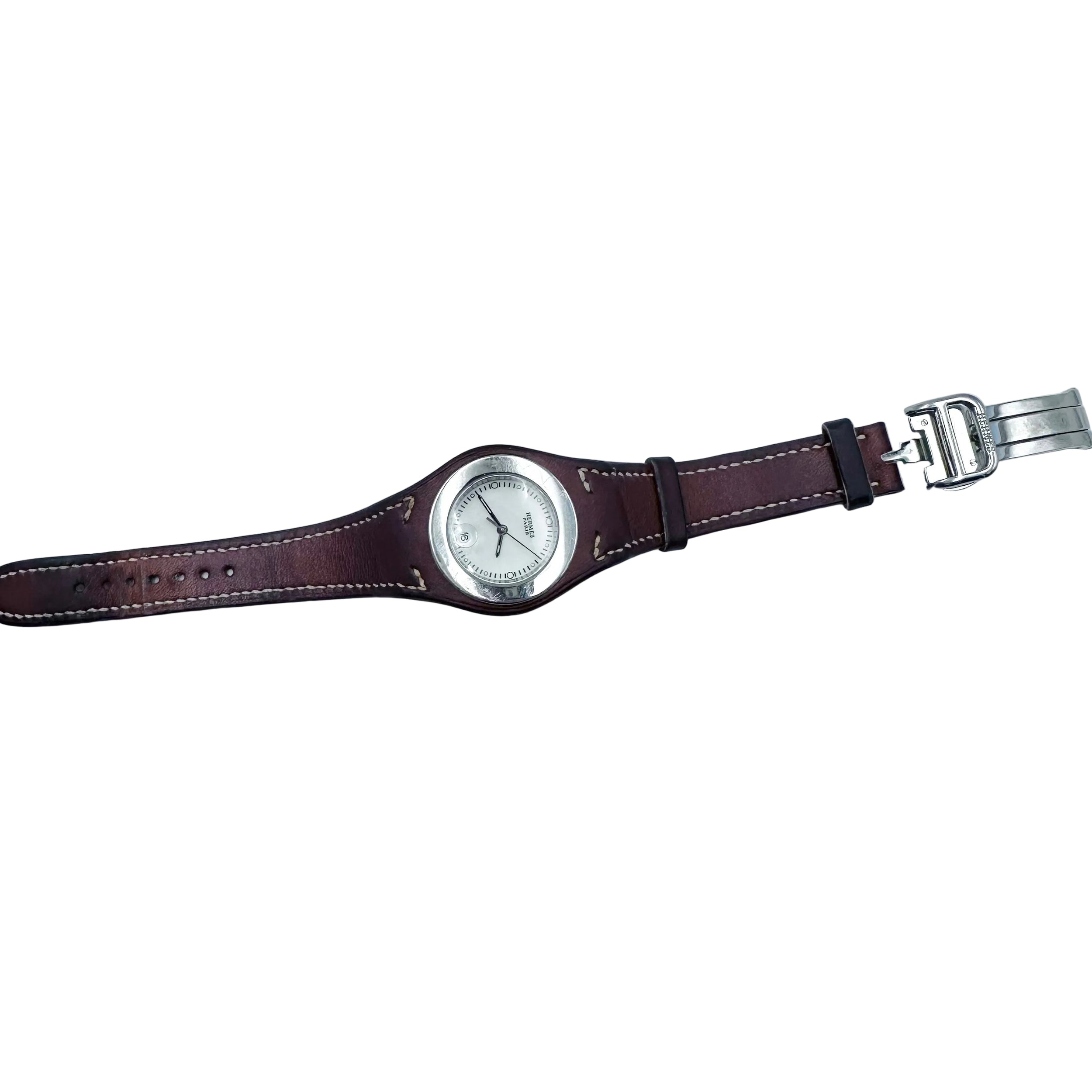 Montre HERMÈS "Harnais" en cuir et acier