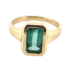 Bague Solitaire en or jaune et émeraude