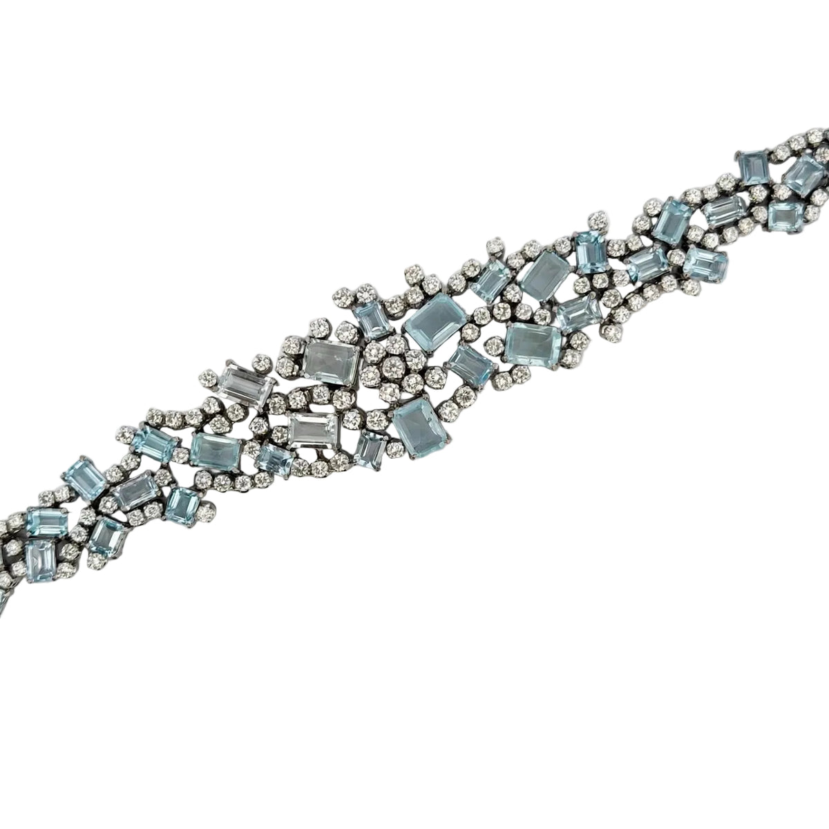 Bracelet en or blanc, aigues-marines et diamants