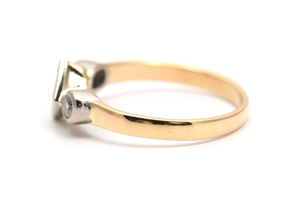 Bague Trilogie en or blanc, or jaune et diamants