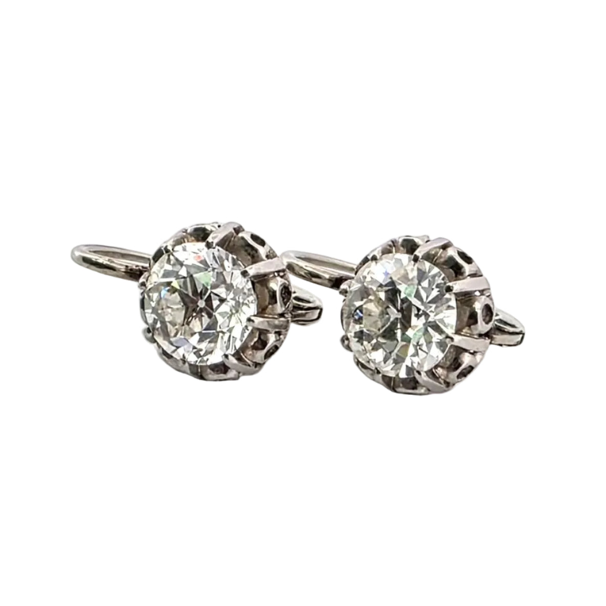 Boucles d'oreilles Dormeuses en or blanc et diamants