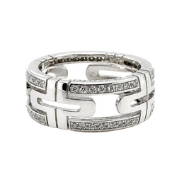 Bague Pavée BULGARI "Parentesi" en or blanc et diamants